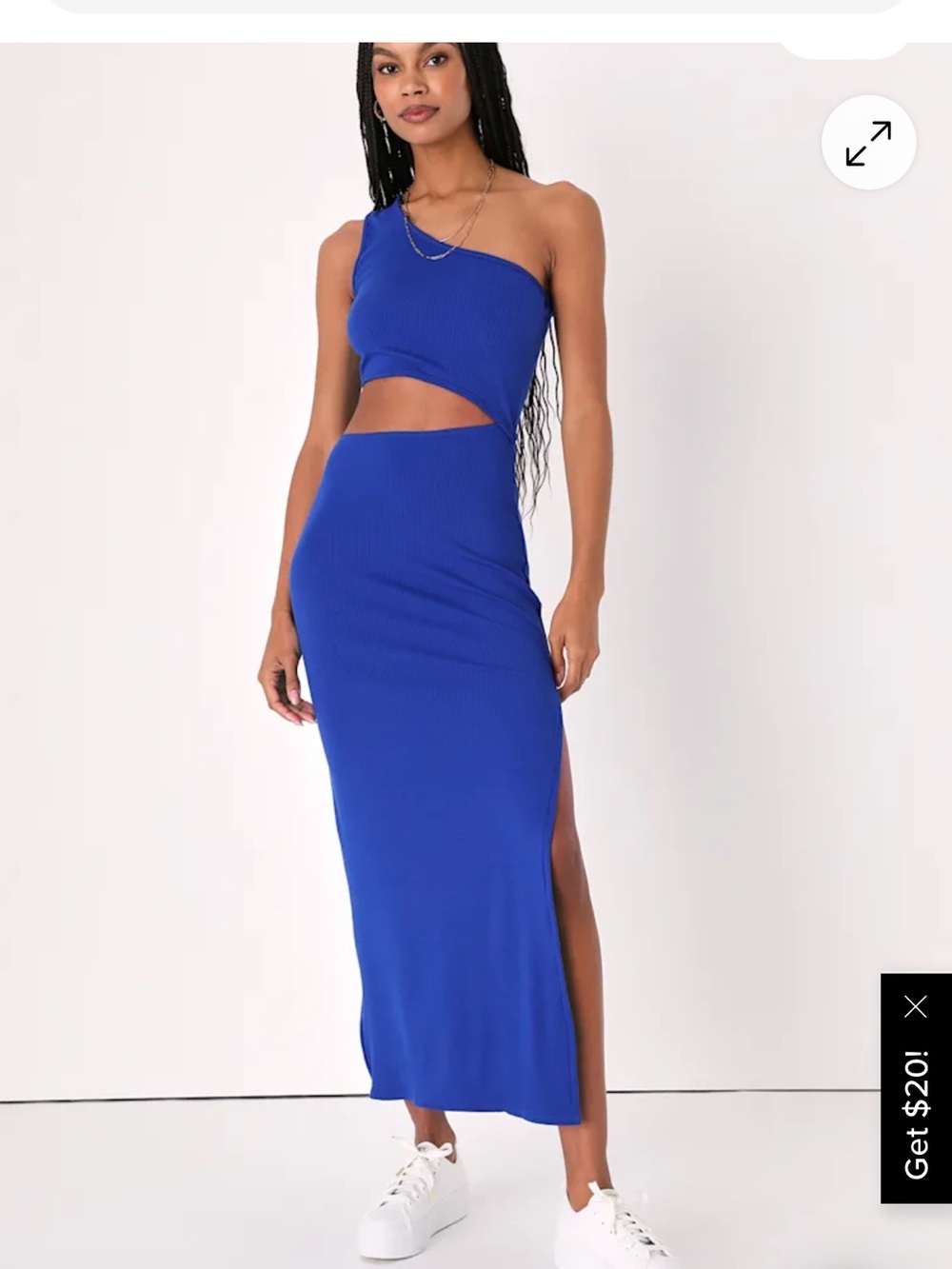Lulu's One-Shoulder Cutout Maxi Dress in Cobalt Blue